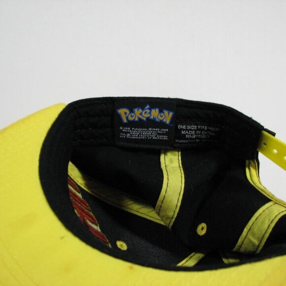 Pokemon Pikachu Black Red Yellow Snapback Hat Ball Cap One Size - Picture 3 of 5